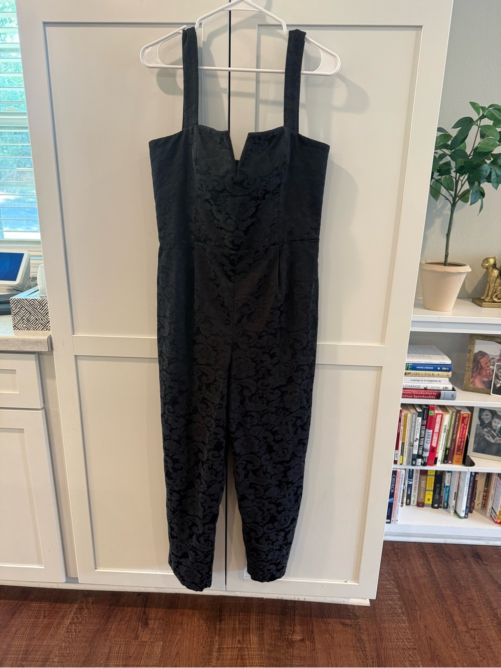 Amanda Uprichard Floral Jacquard Jumpsuit in Black Size XL Like New